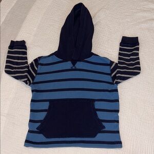 Hanna Andersson Waffle Navy Blue Striped Hoodie Boys 5, 110 | Kangaroo Pocket